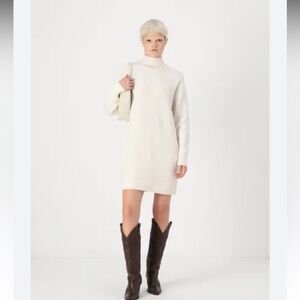Abercrombie & Fitch cream ribbed turtleneck sweater mini dress
